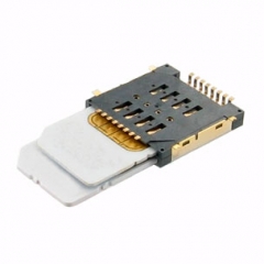 SIM Card Socket; Dual Port; Stacked; Push-Pull; H=3.0mm