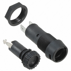 Fuse holder 5 x 20 mm, Shock-Safe; Panel Mount/Fixing nut; Fingergrip Cap; Quick-Connect terminals 4.8x0.5mm; IEC 60335-1; IP40