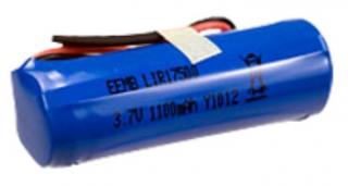 Литиево-йонна акумулаторна батерия; 3.7V/1100mAh; ?16.8x49.5mm; изводи с 2p съединител