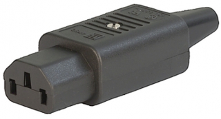 IEC Connector C13; Plug Female; Cable Mount/Rewireable; Straight; 3x2.1mm?; max D=10mm; 10A/250VAC
