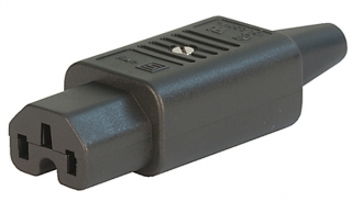 IEC Connector C15 for hot conditions 120°C; Rewireable; Straight; 3x2.1mm?; max D=10mm; 10A/250AC