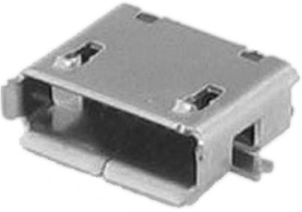 MICRO USB 2.0 съединител тип AB; гнездов(receptacle); ъглов; SMD
