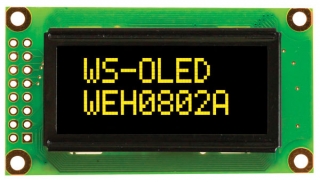Character OLED Display 8x2 Yellow; COB 58x32x10mm; 5.0V; Controller IC: WS0010-TX; Interface: 6800; Longlife; -40~80°C