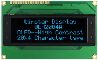 Character OLED Display 20x4 Blue; COB; 2.88"; 98x60x10 mm; 5V; WS0010-TX Controller IC; Interface: 6800; -40°C to +80°C