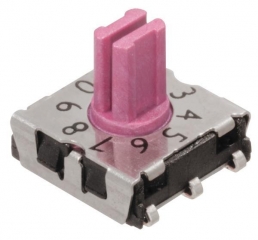 Rotary Code Switch, 10 positions, SMJ, Slotted Spindle, Red