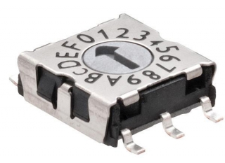 Rotary Code Switch, 16 positions , SMT, Slotted Spindle