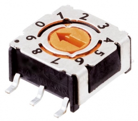 Rotary Code Switch, 10 positions, SMT, Slotted Spindle, IP67, Grey