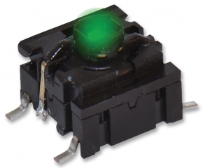 Pushbutton Switch;G LED Illuminated Actuator;10x10mm;SPST/OFF-ON;2.0N;50mA/24VDC