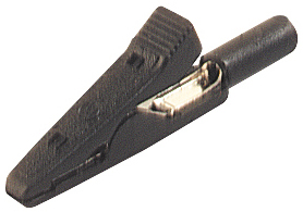 Alligator clip 4mm clamp, 8A, 60VDC, black for cable