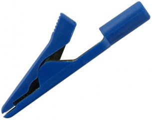 Alligator clip 4mm clamp, 8A, 60VDC, blue for cable