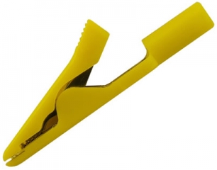 Alligator clip 4mm clamp, 8A, 60VDC, yellow for cable