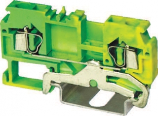 DIN rail terminal block 0.2…4mm2 for TS35, spring clamp, yellow-green