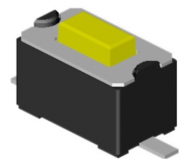 Тактилен бутон 2p SPST незад. 50mA/12V 3.5х6.0x5.0mm, жълт, Flat terminal