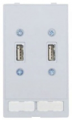 Han-Port Data module (2x USB), 2xPlug sockets, USB female/female gender changer, size A, With shielding plate