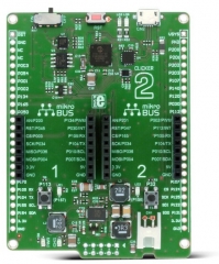 Compact Development Board for CEC1702 with two mikroBUS™ sockets for click board connectivity.