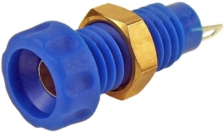 Banana receptacle 4mm, 10A, 60VDC, blue, for panel mount
