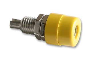Banana socket 4mm, 32A, 60VDC, yellow, for panel mount up to 2mm wall thickness