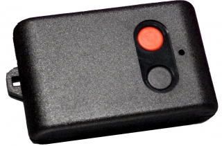HANDHELD REMOTE BOX IN BLACK ABS (RAL 9005) WITH TWO BUTTONS , 61x37x16