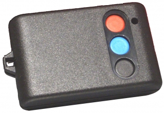 HANDHELD REMOTE BOX IN BLACK ABS (RAL 9005) WITH THREE BUTTONS, 61x37x16