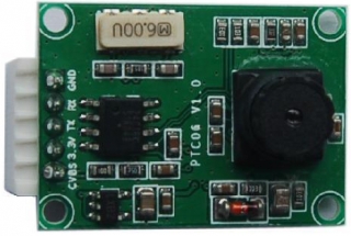 Small in size video camera, 20x28mm, VGA resolution, 5V operation, up to 115200 bps UART interface