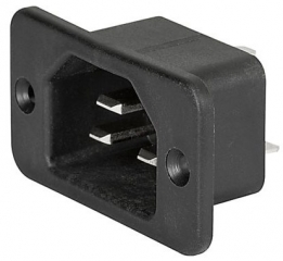 IEC Appliance Inlet C22; Panel Mount/Screw-On; Quick-connect Terminals; 16A/250VAC; For very hot conditions - Pin temperature 155°C