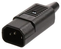 IEC C14 (Plug E); Cord Connector (Rewireable); Straight; 3x1.5mm?; max. Cable Diameter 10 mm; 10A/250VAC; 70 °C