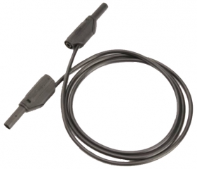 Insulated banana plug to plug cable 4mm, 19A, 600V, 100cm, black, additional 4mm socket