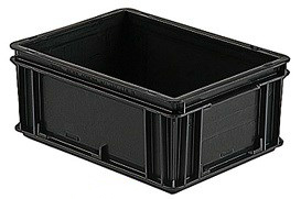 Антистатична кутия от проводяща пластмаса за елементи, удароустойчива, черна, размери 230x130x20мм