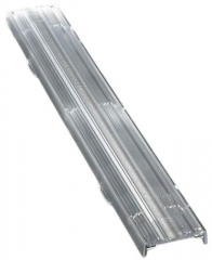 Linear lens for 20 and 24 mm wide LED module, 285x40x10mm, ~35° + 70° beam, clip fixing
