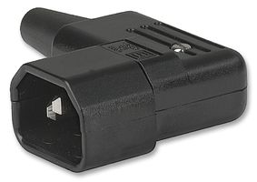 IEC C14 (Plug E); Cord Connector (Rewireable); Angled 90°; 3x1mm?; max. Cable Diameter 8.5 mm; 10A/250VAC; 70 °C