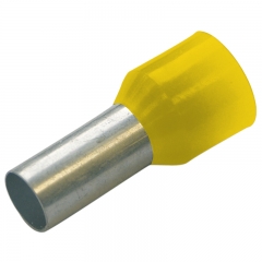 Partly insulated terminal(ferrule), yellow, for wire 24AWG max