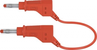 Spring loaded banana plug to plug 4mm cable, 32A, 600V, 100cm, red, additional 4mm socket