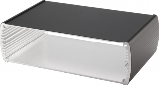 Box Alubos, black-colored aluminium profile, black lid and seal 121x171.6x54.6mm, IP65