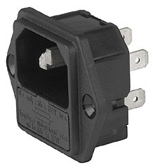 Power Entry Module 10A/250VAC; IEC C14; Panel Mount; Quick connect terminals 6.3 x 0.8 mm; Fuse Holder 5x20mm Included