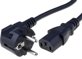 Cord Set 10 A, Europlug, 2.5 m, Connector IEC C13, H05VV-F3G1.0, Black