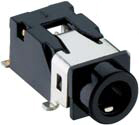 Stereo Jack Socket, 3.5mm, 4 Poles, 1A, 34VAC/DC, RA, SMD