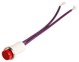 Lamp, Indicator, Tungsten Filament, 28V, 31x16mm, Wire Leaded, Red, Flat Top