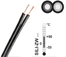 Twin wires with single silicone insulated wires in a black jacket, 0.25mm2, black