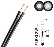 Twin wires with single PVC insulated wires in a black jacket, 0.75mm2, black