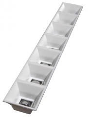 Lens Array Daisy, 80° wide beam, Screw/Pin Fastening, clips, 280x40x20.3mm, gloss white