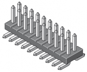 Pin Header, 2 Row, 12 Pole, Pin height 3.0mm, Straight, SMD, 1.27mm, 1.0A, 100V