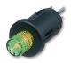 Switch, Pushbutton , SPST OFF-ON(momentary), 0.2A/60VAC, 50VDC, Panel(+clip 0850.9242), PCB, Illuminated, Green