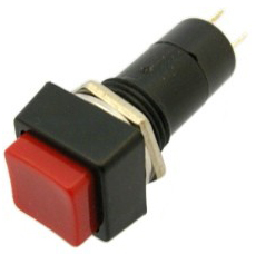 Switch, Pushbutton , SPST OFF-ON(momentary), 3.0A/125VAC, 1.0A/250VAC, Panel, RED