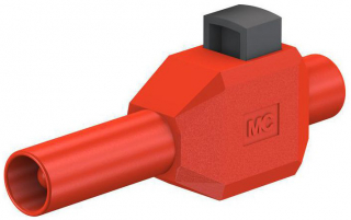 Insulated banana plug 4mm, CAT II 10A, 600V, clamp connection, red