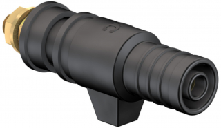 Insulated binding post 4mm, CAT II 32A, 600V, black, screw panel mount,  threaded bolt M5