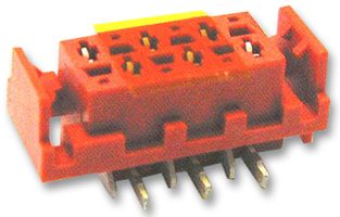 Receptacle 2.54mm, 6pos., forked, SMD, red