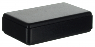 ABS enclosure 99.5x60x30mm with rounded corners, internal PCB mounting studs, matt surface. Battery compartment for 1x 9V battery, Black RAL 9004