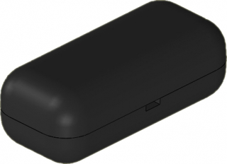 ABS pocket enclosure 68x31x24mm, increased lenght, rounded corners, snap-on closing, Black RAL 9004