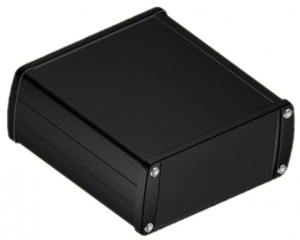 Extruded Alu-case 110x105.9x45.8mm with metal end panels/IP65, Internal slots for PCB, Recessed area for keypad, Black RAL 9004