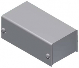 Aluminum enclosure 38x72x28mm. Two-piece. Silver-metalized finish. The base and top shells can be closed with four screws; Silver RAL 9006